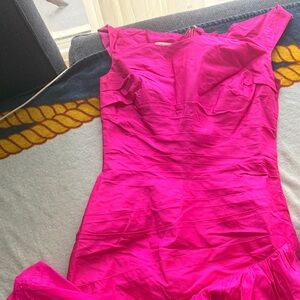 Oscar de la Renta Bright Pink High Low Dress